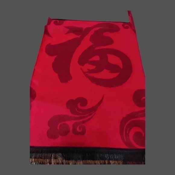 Only love elegantly stunning scarf or shawl red and black color - Picture 3 of 7